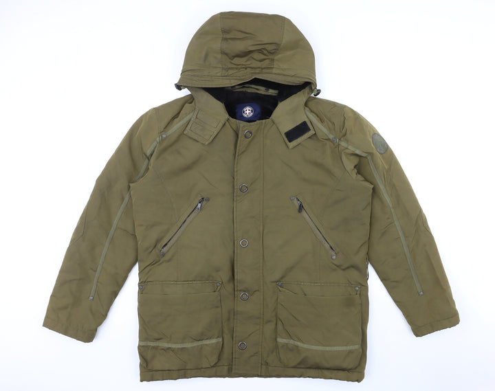 Strellson Mens Green Rain Coat Coat Size L Zip - Marks on front and back