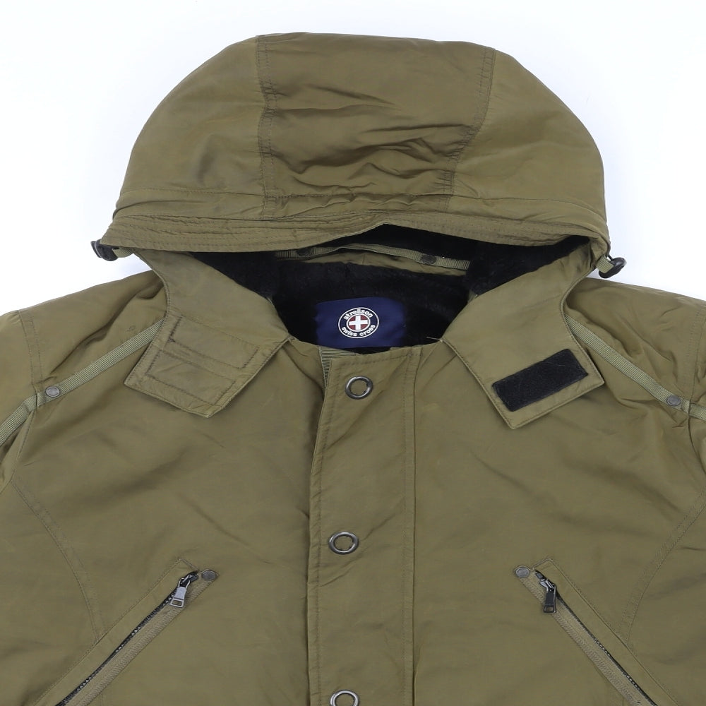 Strellson Mens Green Rain Coat Coat Size L Zip - Marks on front and back