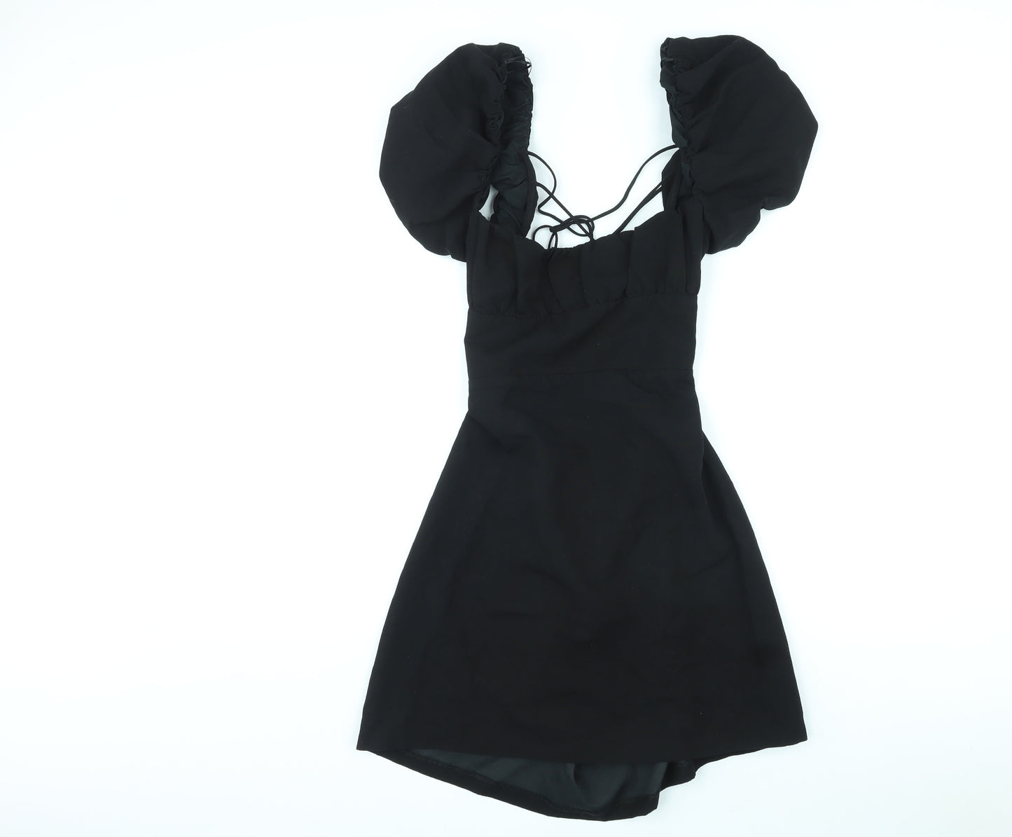 Zara Womens Black Polyester Mini Size 2XL Sweetheart Zip - Lace Up Back