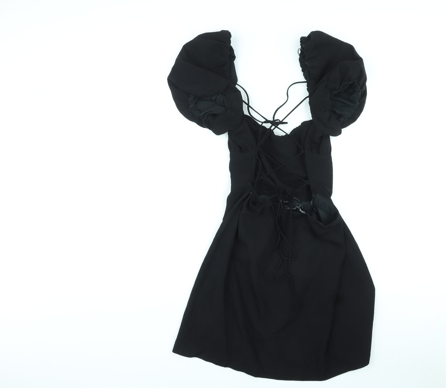 Zara Womens Black Polyester Mini Size 2XL Sweetheart Zip - Lace Up Back