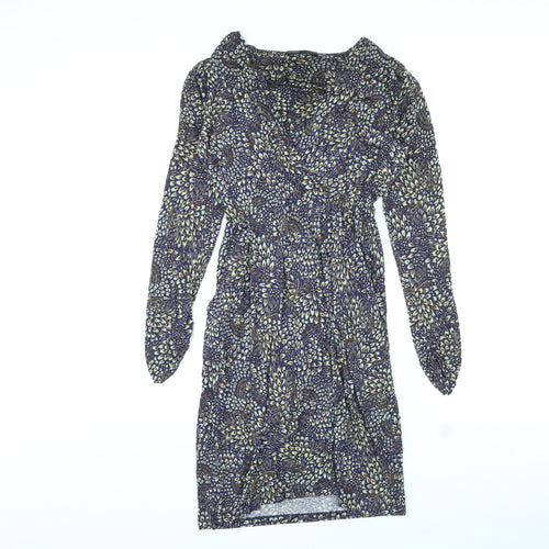 Autograph Womens Multicoloured Floral Viscose Mini Size 10 V-Neck Pullover