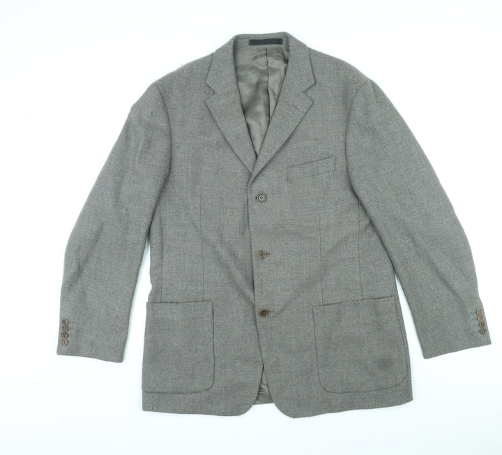 St Michael Mens Grey Wool Jacket Suit Jacket Size M Regular - Vintage