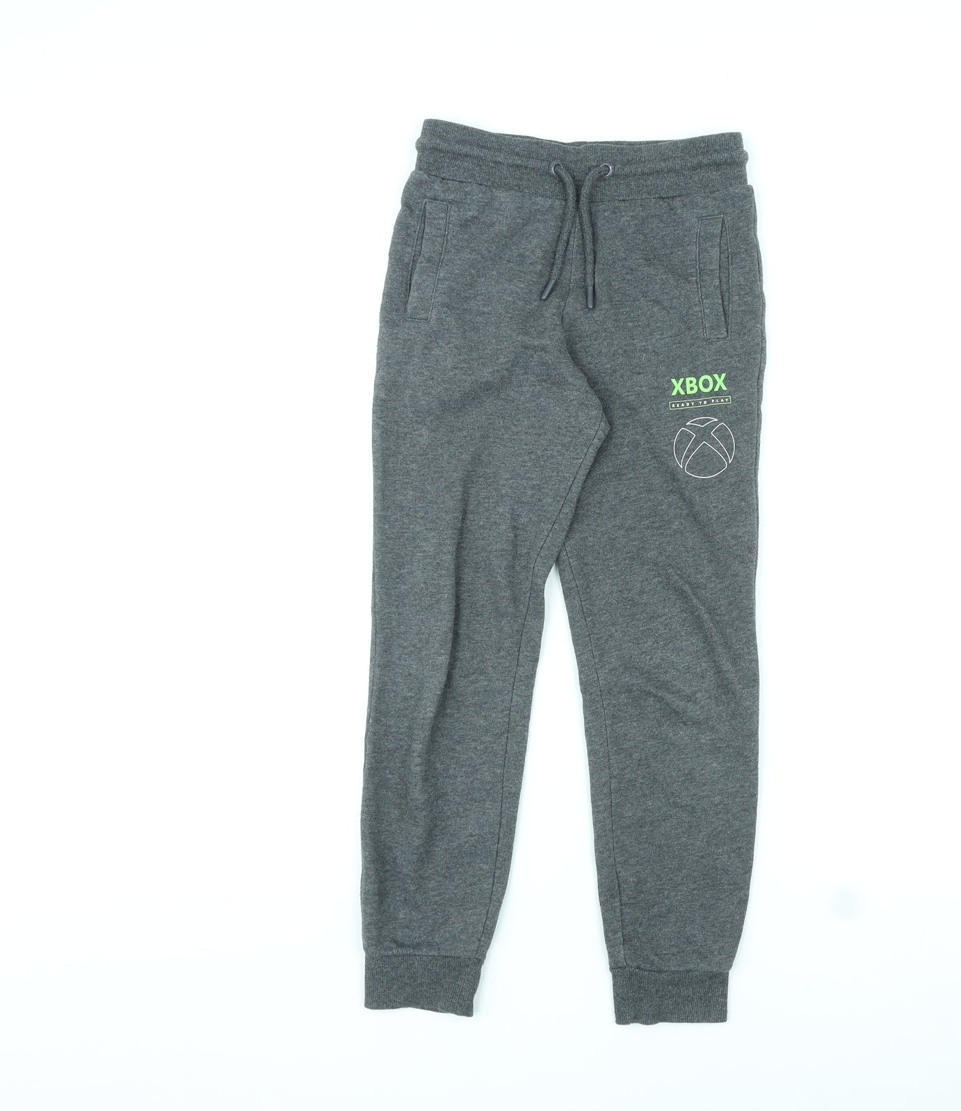 Xbox Boys Grey Cotton Jogger Trousers Size 8-9 Years L22 in Regular Pullover - XBOX Logo