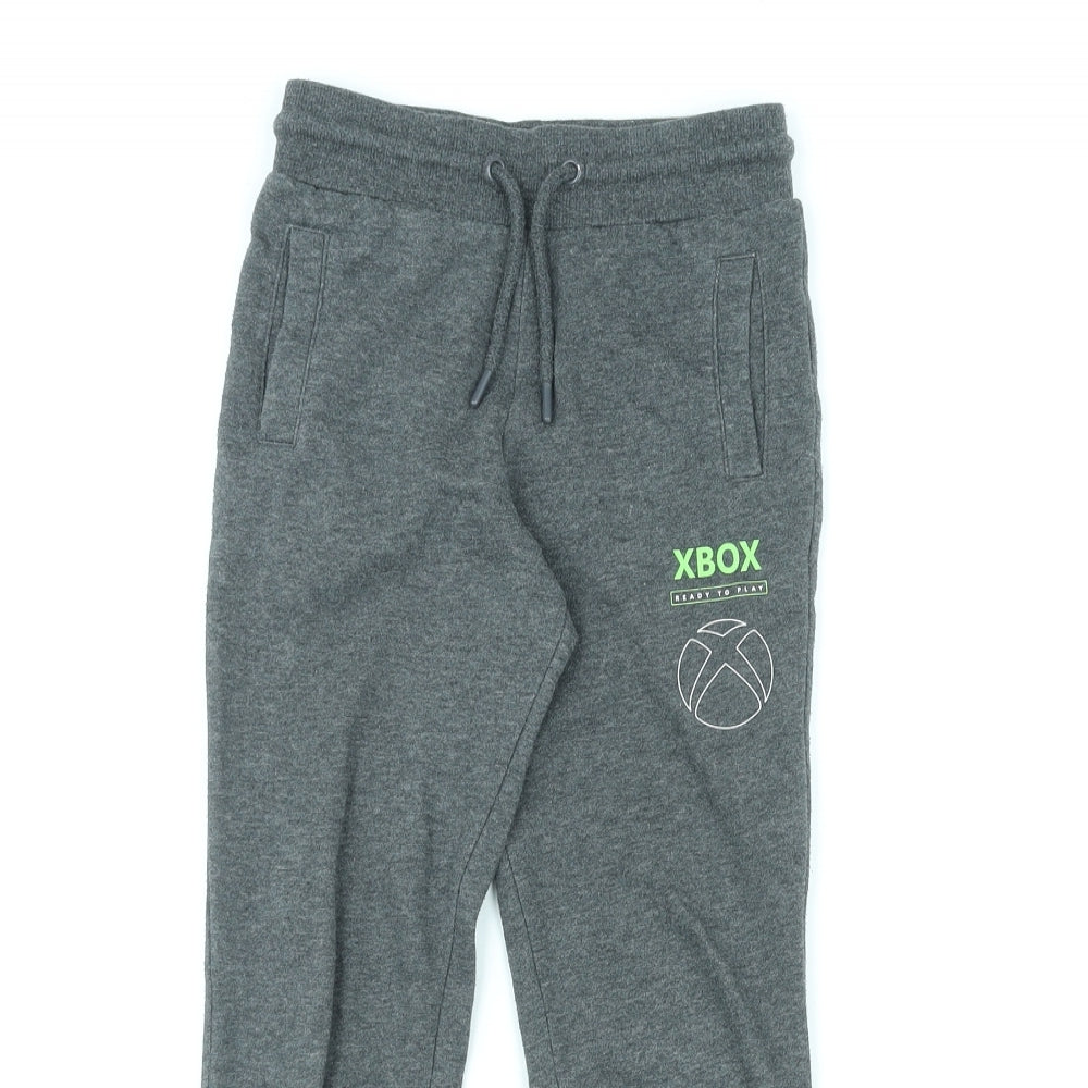 Xbox Boys Grey Cotton Jogger Trousers Size 8-9 Years L22 in Regular Pullover - XBOX Logo