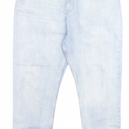 Fat Face Womens Blue Cotton Cropped Jeans Size 20 L27 in Regular Zip - Pockets