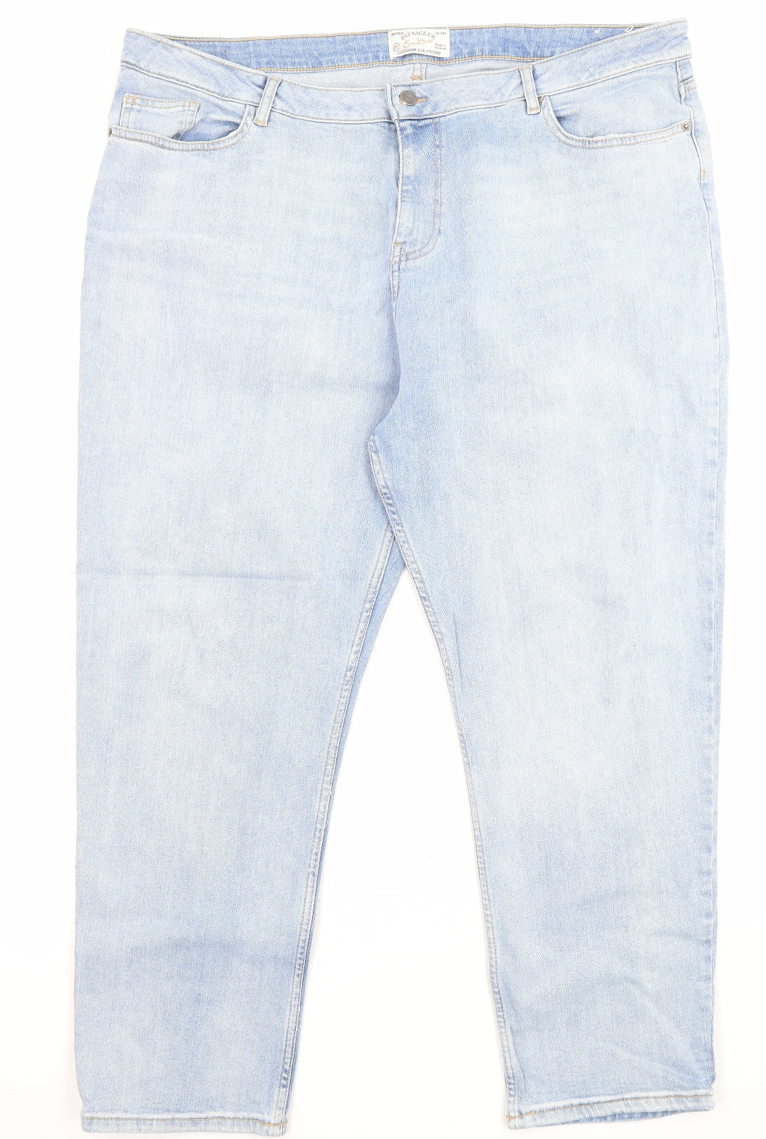 Fat Face Womens Blue Cotton Cropped Jeans Size 20 L27 in Regular Zip - Pockets