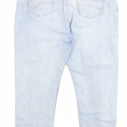 Fat Face Womens Blue Cotton Cropped Jeans Size 20 L27 in Regular Zip - Pockets