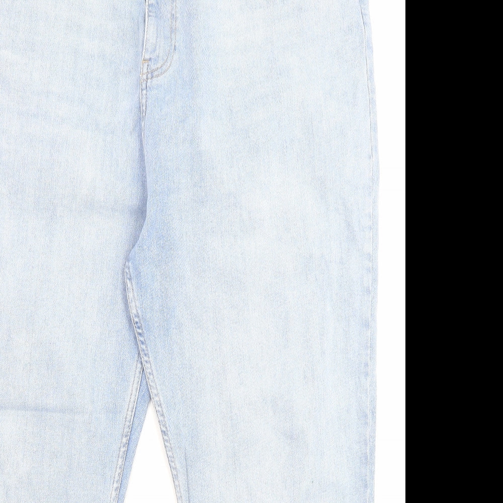 Fat Face Womens Blue Cotton Cropped Jeans Size 20 L27 in Regular Zip - Pockets