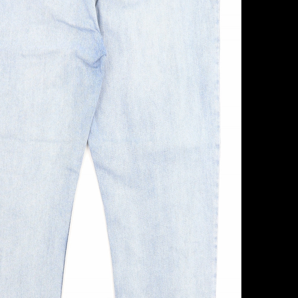 Fat Face Womens Blue Cotton Cropped Jeans Size 20 L27 in Regular Zip - Pockets
