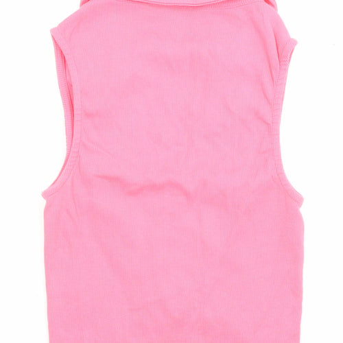 New Look Womens Pink Cotton Basic Tank Size 14 V-Neck