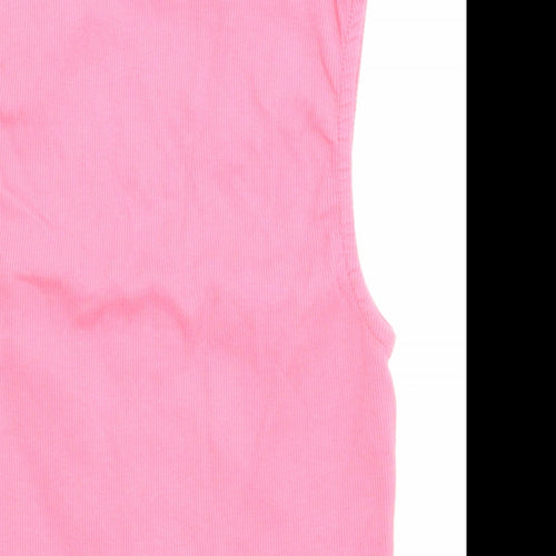 New Look Womens Pink Cotton Basic Tank Size 14 V-Neck