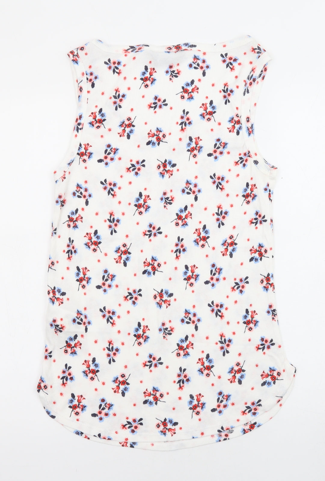 Dorothy Perkins Womens White Floral Cotton Basic Tank Size 14 Scoop Neck