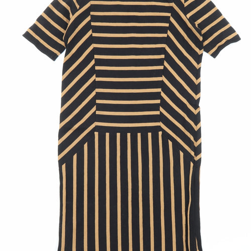 NEXT Womens Black Striped Cotton Mini Size 6 Square Neck Pullover