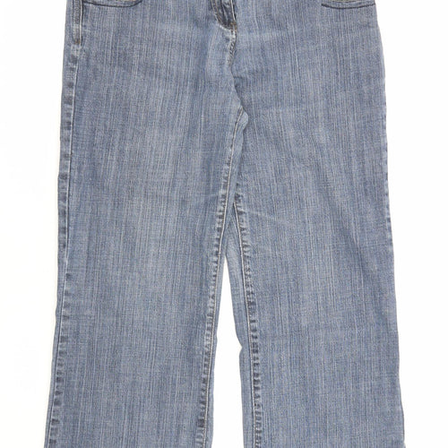 NEXT Womens Blue Cotton Straight Jeans Size 16 L27 in Regular Zip - Pockets