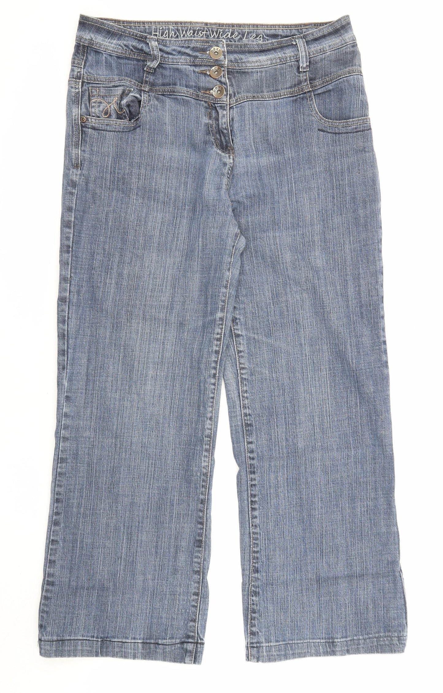 NEXT Womens Blue Cotton Straight Jeans Size 16 L27 in Regular Zip - Pockets