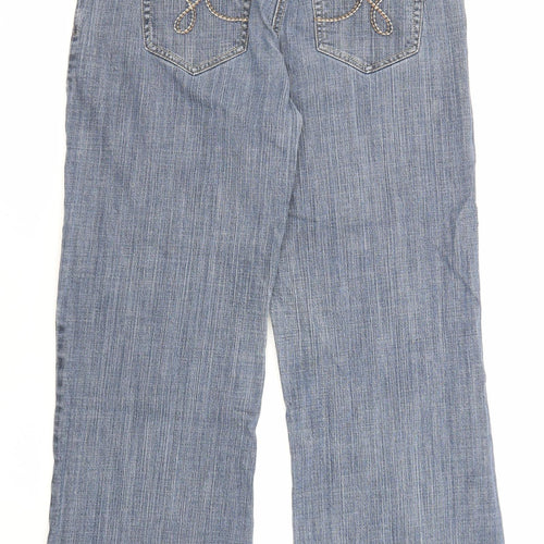 NEXT Womens Blue Cotton Straight Jeans Size 16 L27 in Regular Zip - Pockets