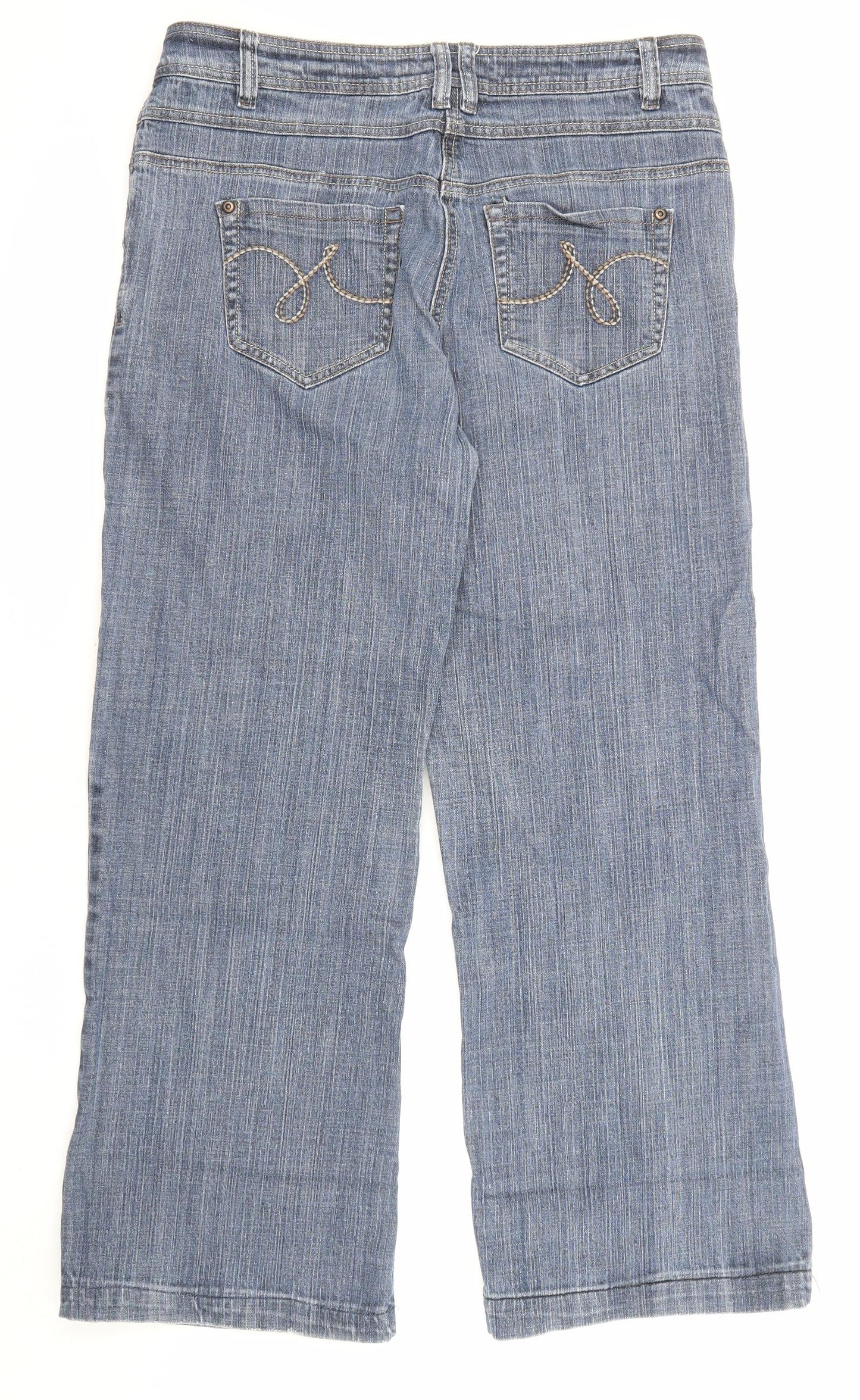 NEXT Womens Blue Cotton Straight Jeans Size 16 L27 in Regular Zip - Pockets
