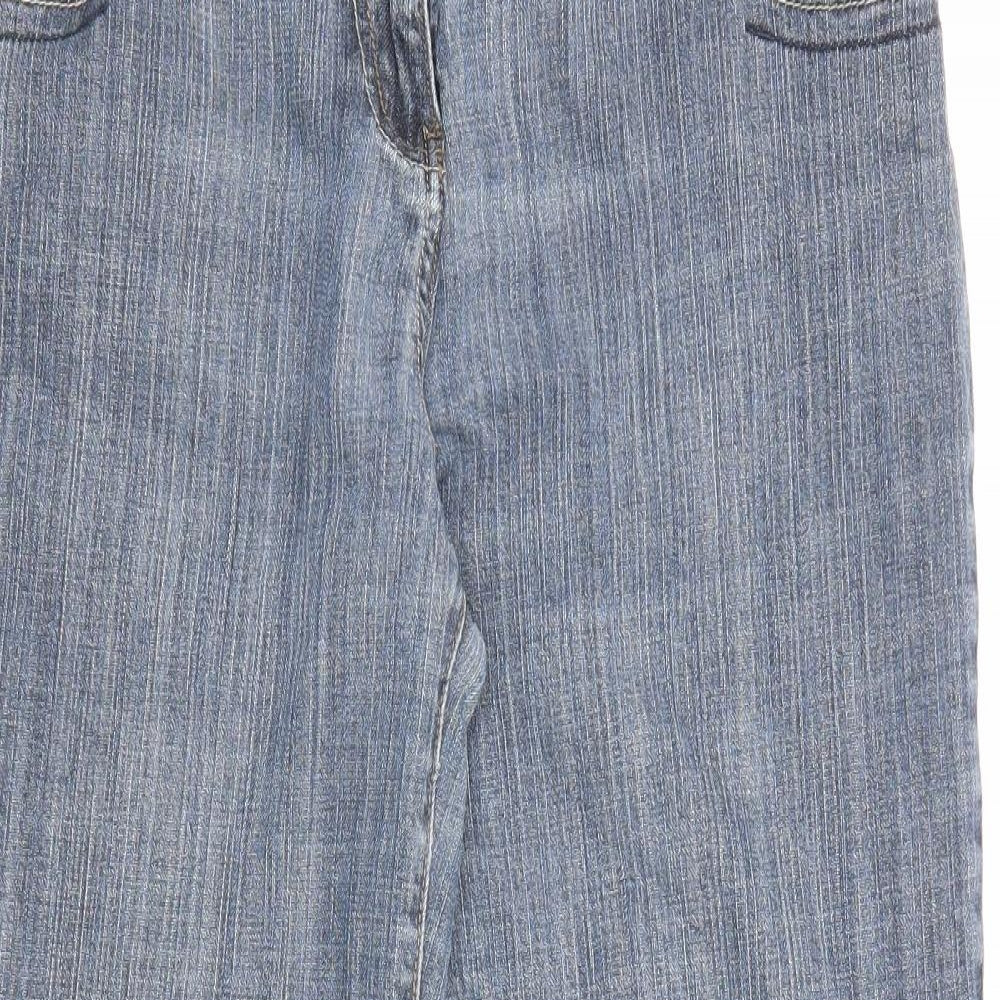NEXT Womens Blue Cotton Straight Jeans Size 16 L27 in Regular Zip - Pockets