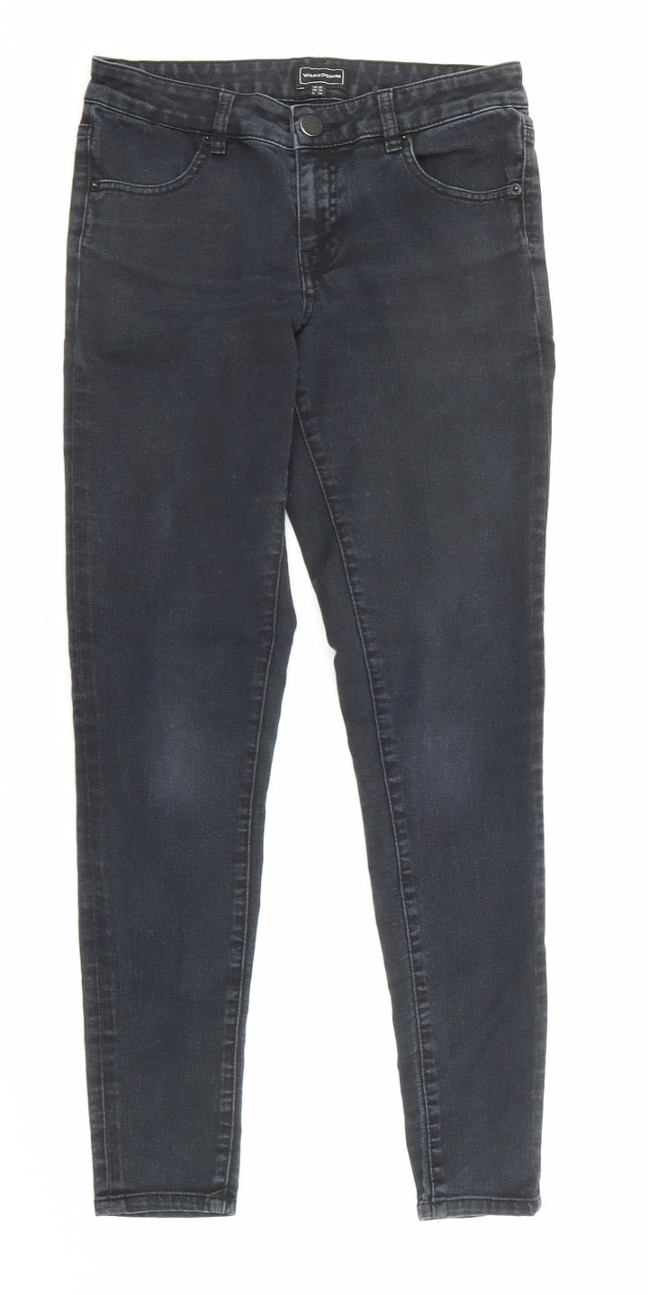 Warehouse Womens Black Cotton Skinny Jeans Size 10 L28 in Regular Zip - Pockets