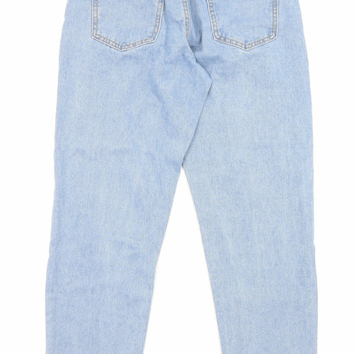 PRETTYLITTLETHING Womens Blue Cotton Straight Jeans Size 8 L28 in Regular Zip - Pockets