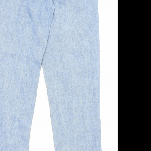 PRETTYLITTLETHING Womens Blue Cotton Straight Jeans Size 8 L28 in Regular Zip - Pockets