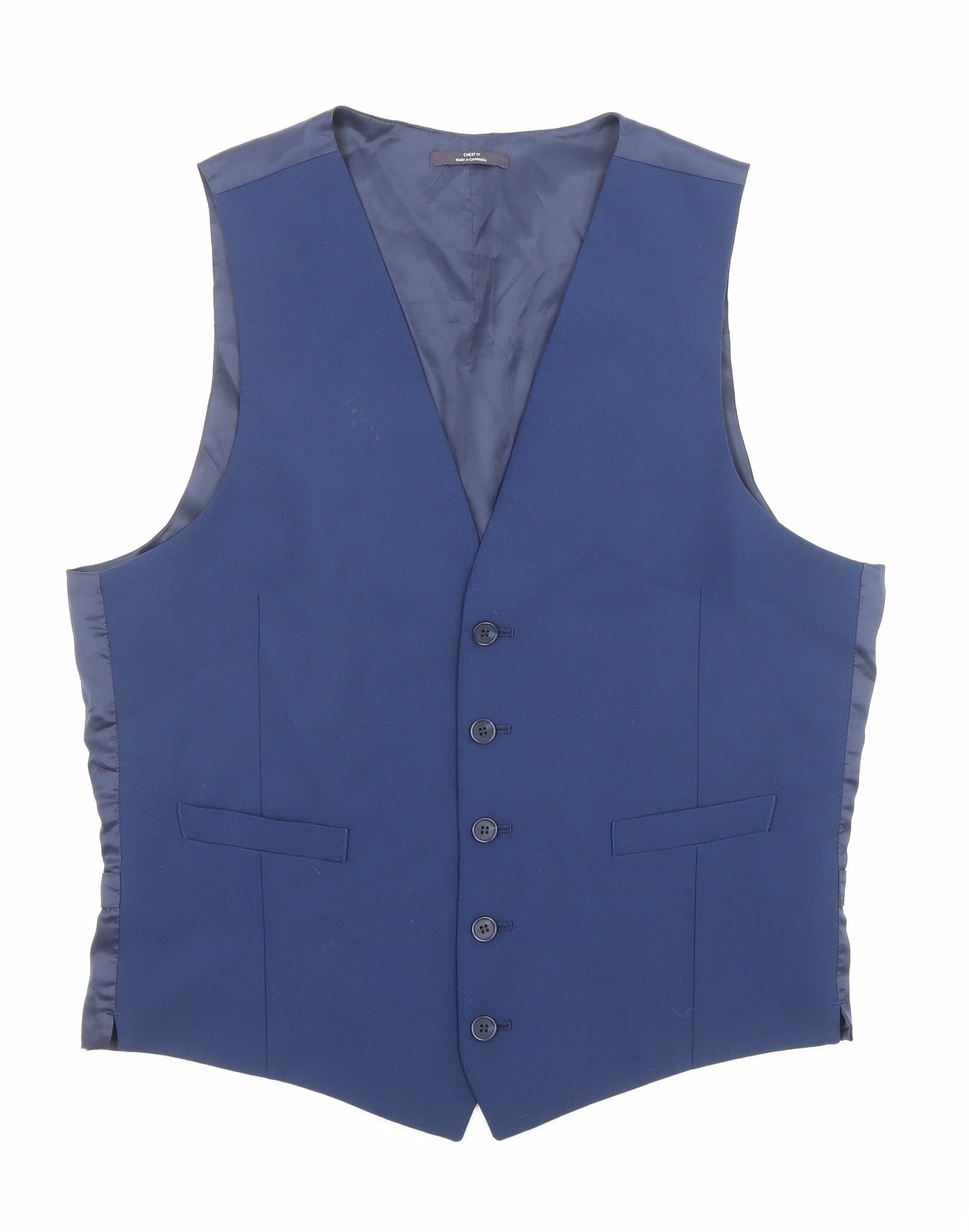 Marks and Spencer Mens Blue Wool Jacket Suit Waistcoat Size 40 Regular - Pockets