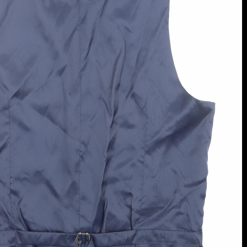 Marks and Spencer Mens Blue Wool Jacket Suit Waistcoat Size 40 Regular - Pockets