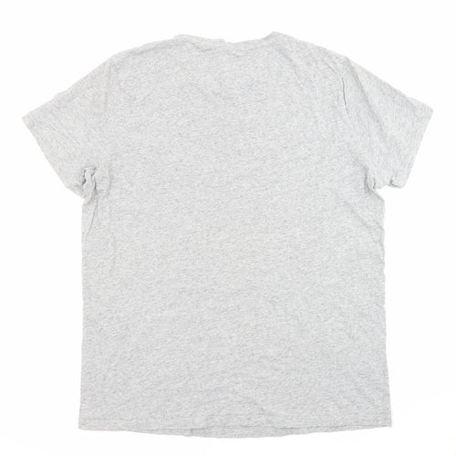 H&M Mens Grey Cotton T-Shirt Size L Crew Neck - Pocket