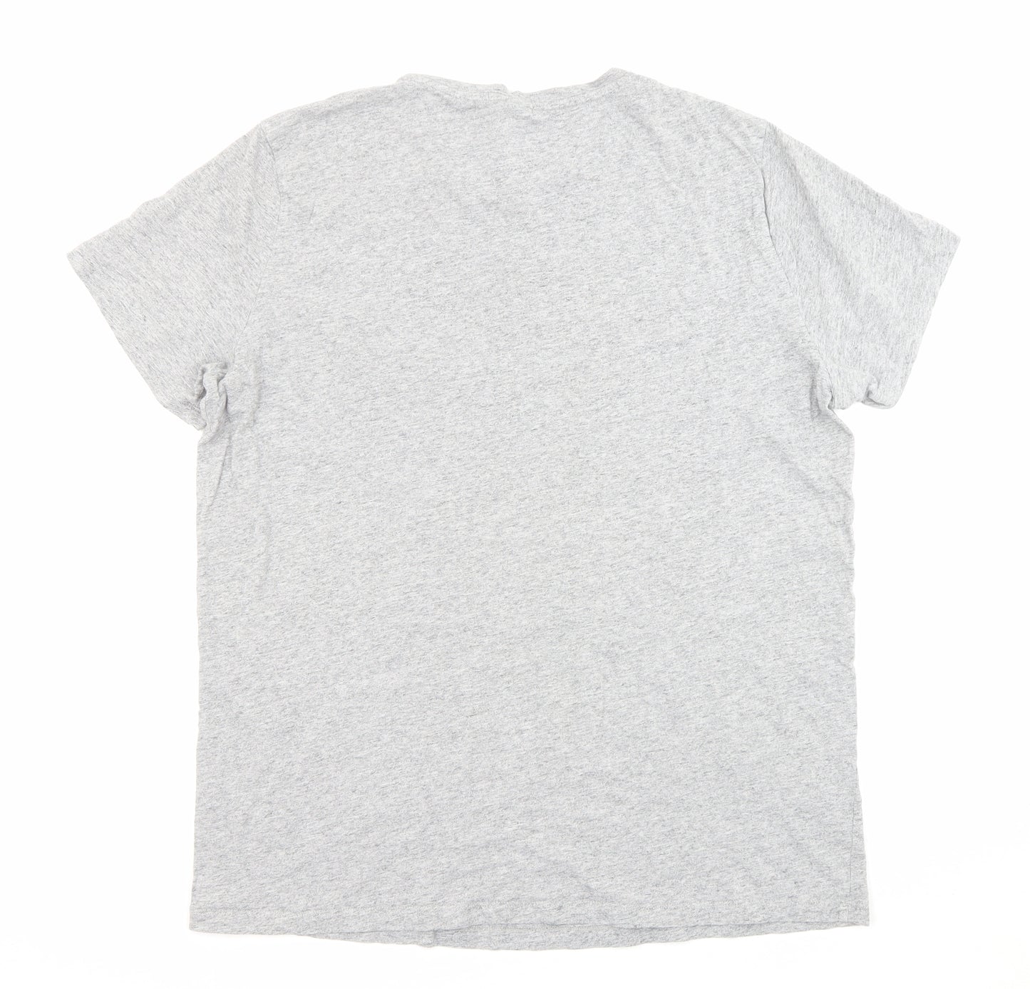 H&M Mens Grey Cotton T-Shirt Size L Crew Neck - Pocket