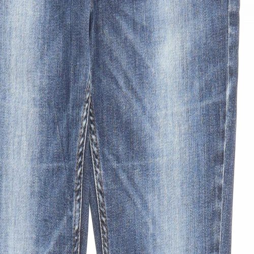 Fat Face Womens Blue Cotton Flared Jeans Size 10 L30 in Regular Zip - Pockets