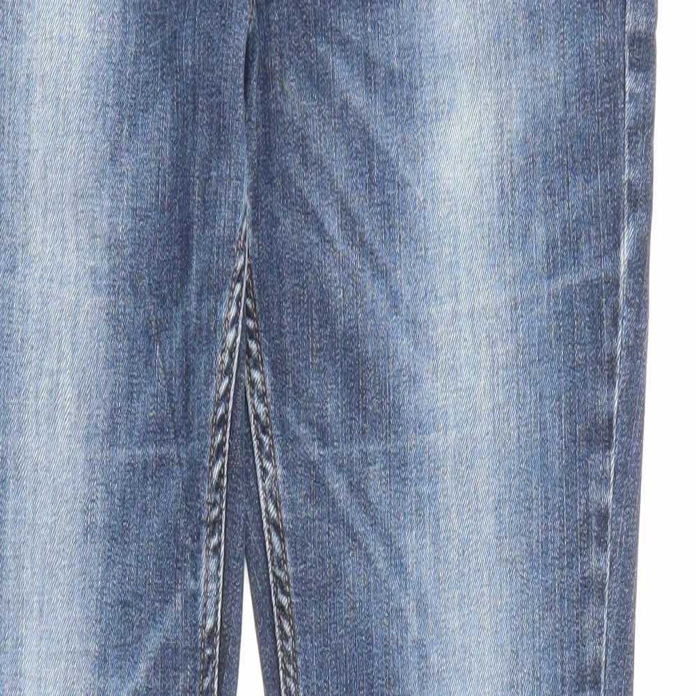 Fat Face Womens Blue Cotton Flared Jeans Size 10 L30 in Regular Zip - Pockets