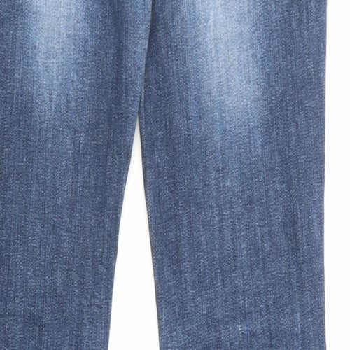 Fat Face Womens Blue Cotton Flared Jeans Size 10 L30 in Regular Zip - Pockets