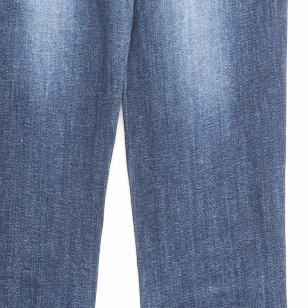 Fat Face Womens Blue Cotton Flared Jeans Size 10 L30 in Regular Zip - Pockets