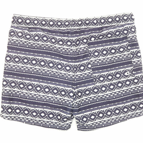 SoulCal&Co Mens Blue Geometric Polyester Bermuda Shorts Size M L6 in Regular Drawstring - Swim shorts