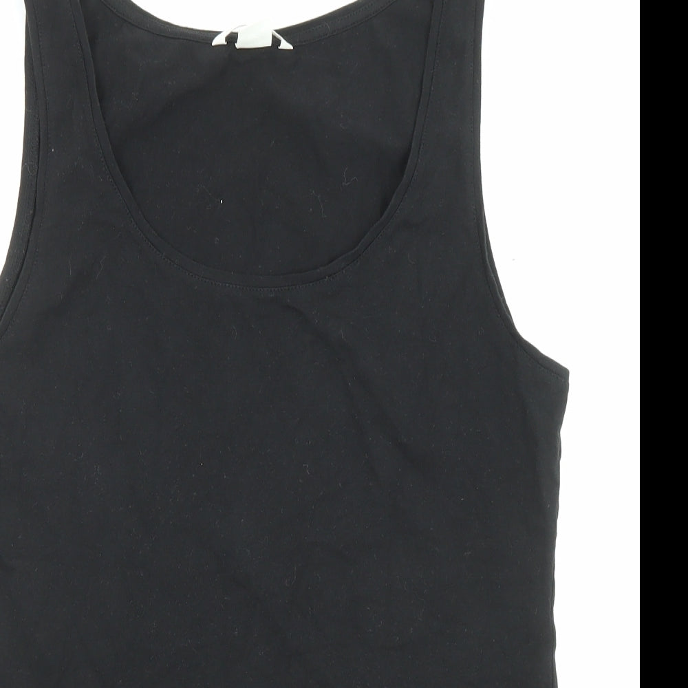 H&M Womens Black Cotton Basic T-Shirt Size L Scoop Neck