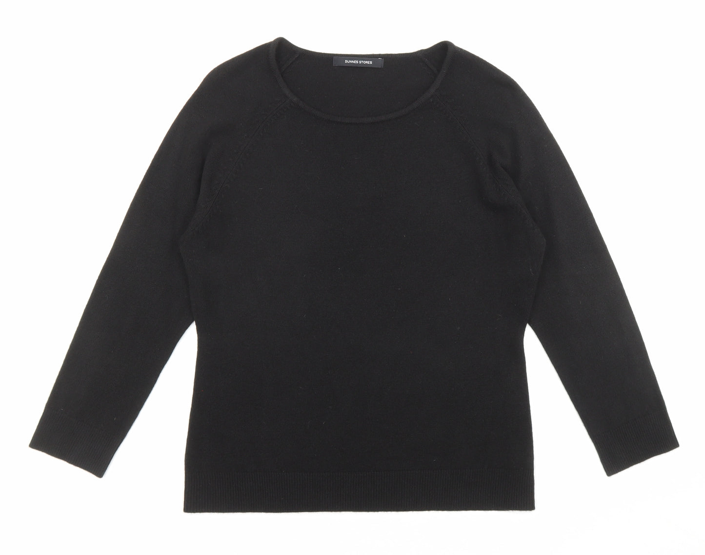 Dunnes Stores Womens Black Scoop Neck Acrylic Pullover Jumper Size 16