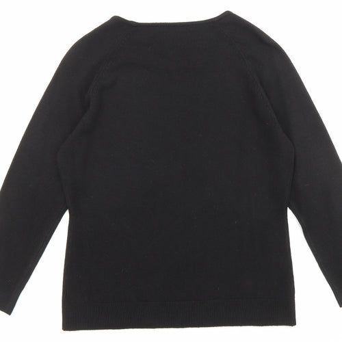 Dunnes Stores Womens Black Scoop Neck Acrylic Pullover Jumper Size 16