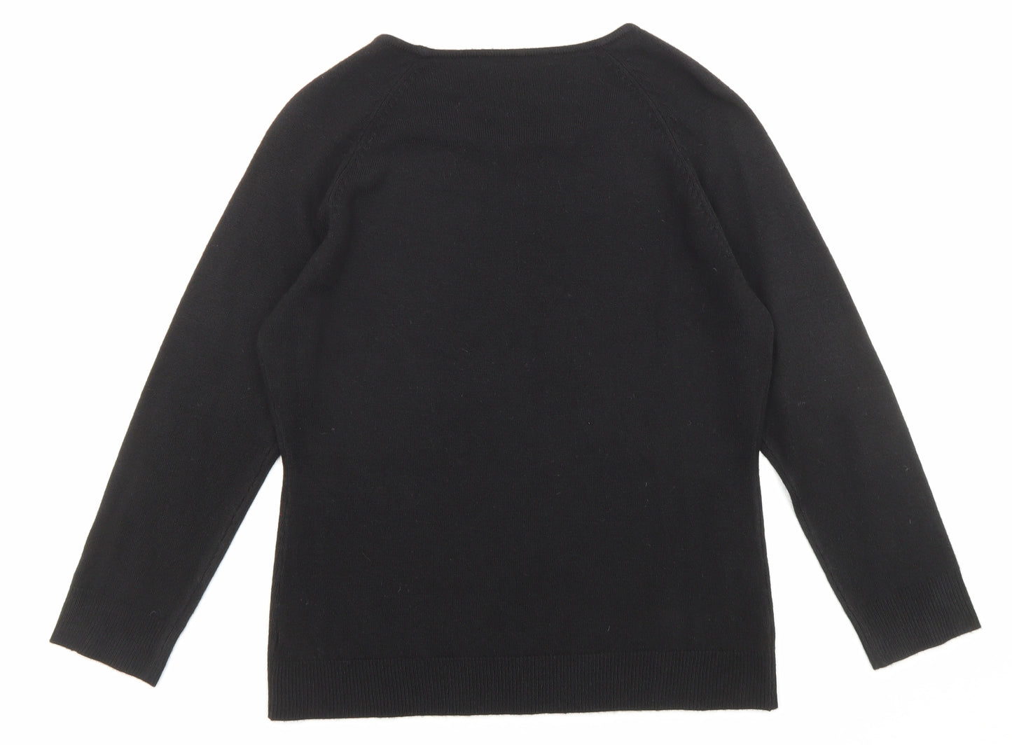 Dunnes Stores Womens Black Scoop Neck Acrylic Pullover Jumper Size 16