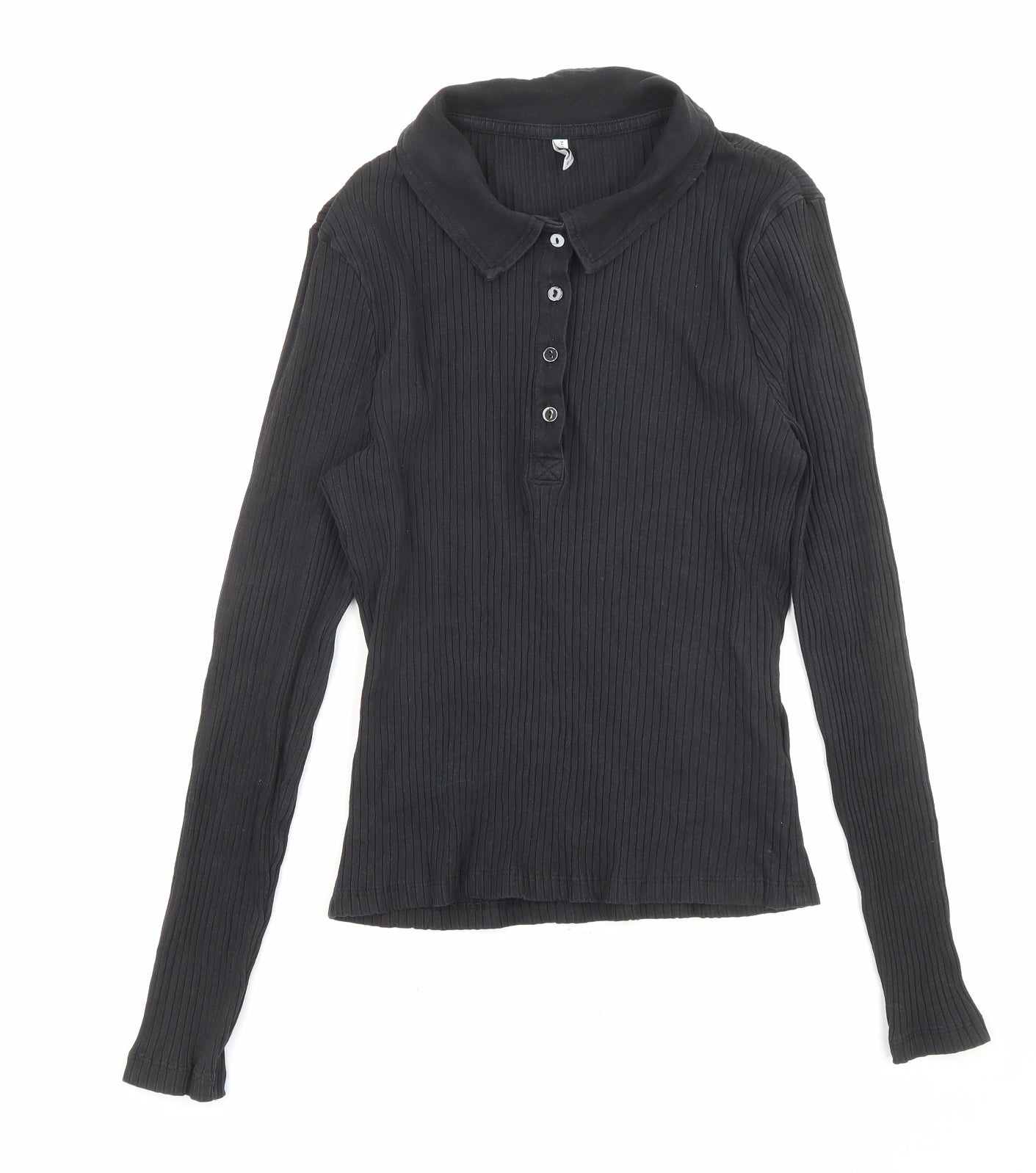 Only Womens Black Cotton Basic Button-Up Size L Collared
