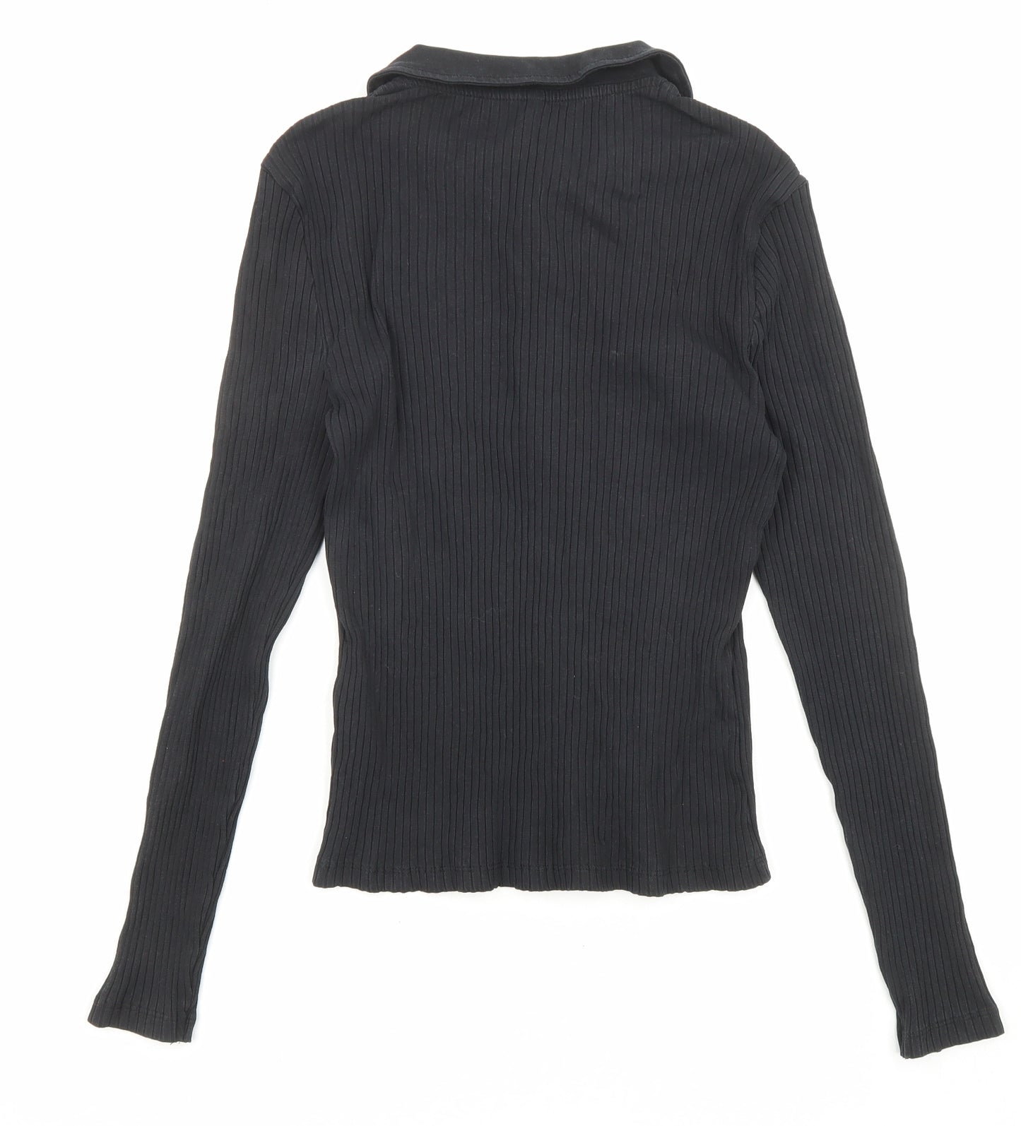 Only Womens Black Cotton Basic Button-Up Size L Collared