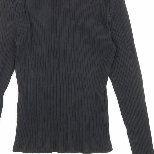 Only Womens Black Cotton Basic Button-Up Size L Collared