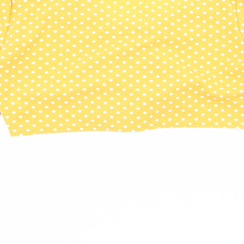 Boohoo Womens Yellow Polka Dot Polyester Cropped Blouse Size 8 V-Neck