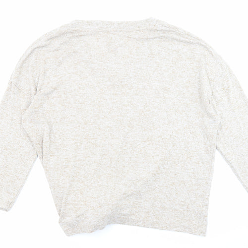 River Island Womens Beige V-Neck Polyester Pullover Jumper Size S