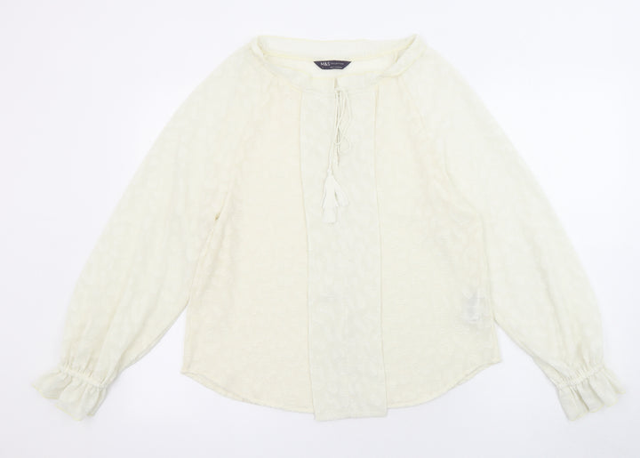Marks and Spencer Womens Ivory Polyester Basic Blouse Size 6 Halter