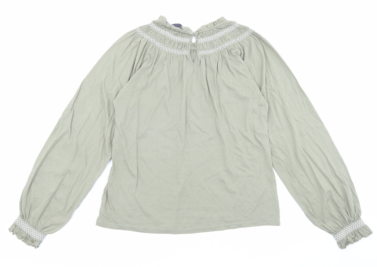 Marks and Spencer Womens Green Cotton Basic T-Shirt Size 6 Boat Neck