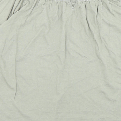 Marks and Spencer Womens Green Cotton Basic T-Shirt Size 6 Boat Neck
