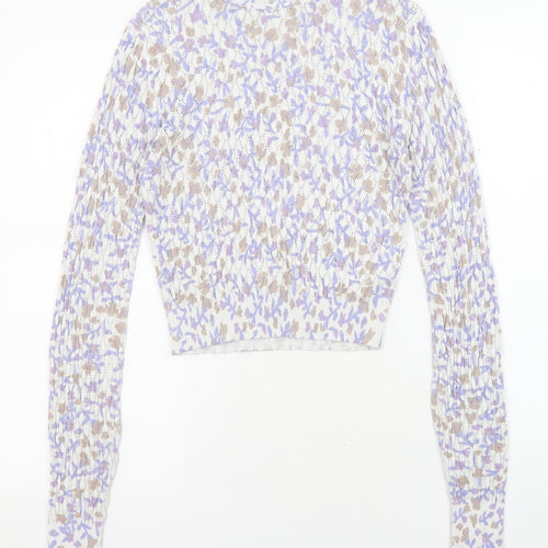 Zara Womens Multicoloured High Neck Floral Viscose Pullover Jumper Size S
