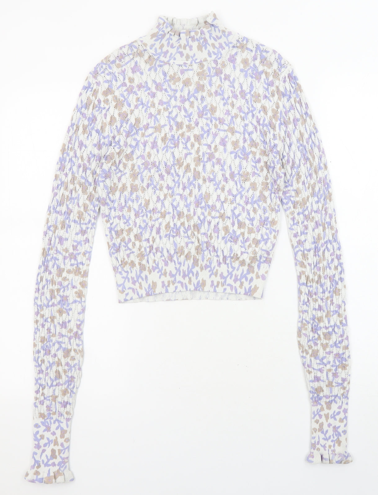 Zara Womens Multicoloured High Neck Floral Viscose Pullover Jumper Size S