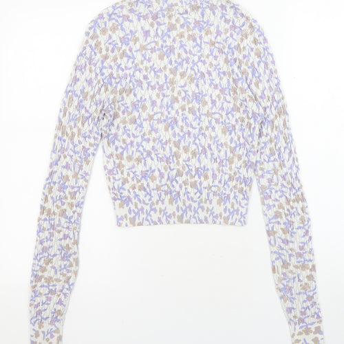 Zara Womens Multicoloured High Neck Floral Viscose Pullover Jumper Size S