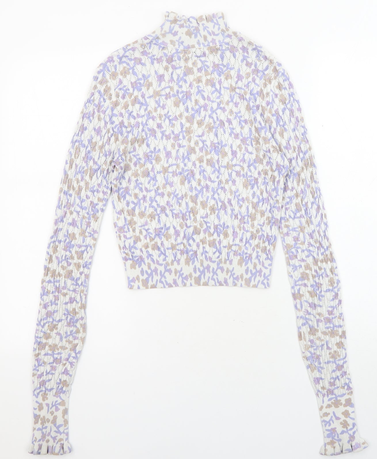 Zara Womens Multicoloured High Neck Floral Viscose Pullover Jumper Size S